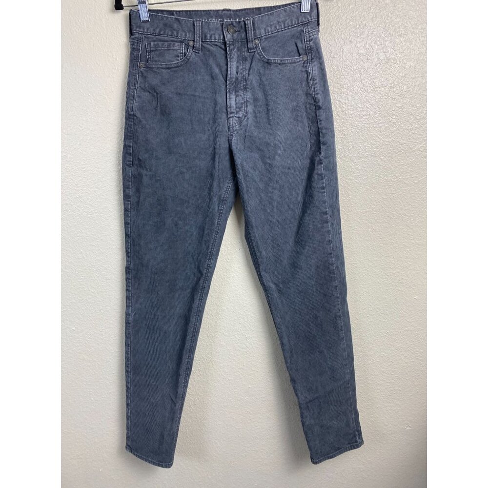 American Eagle Womens Gray Corduroy Mom Jean Pants Size 2 Long Classic Staple